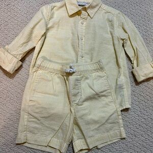 Janie and Jack Yellow Striped Button Down Shirt